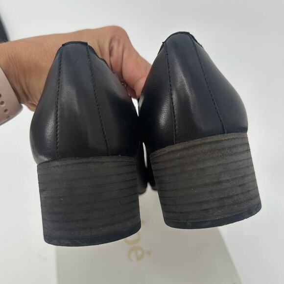 Chloe Leather Scalloped Accent Pumps Loafer Heel - Picture 7 of 9